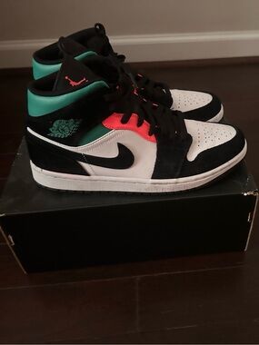 Nike Air Jordan 1 Low in Black, White, Teal & Pink Accent